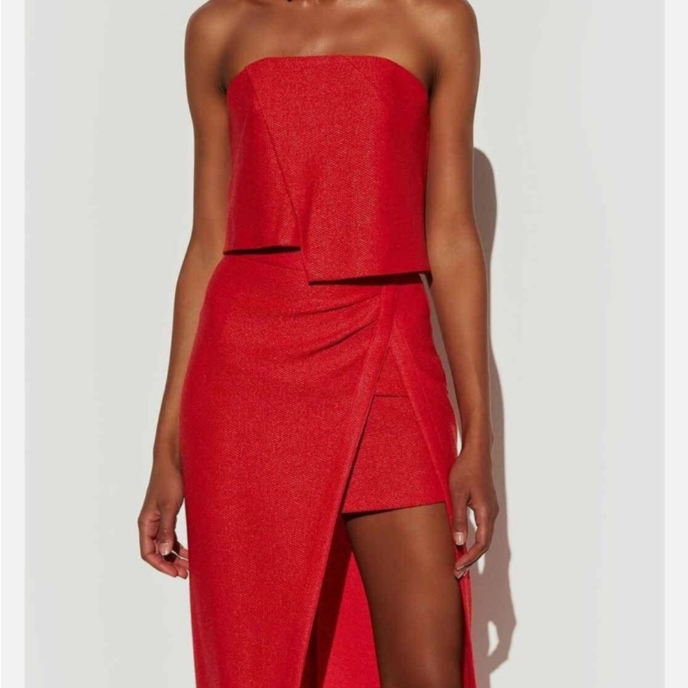 MANNING CARTELL Strapless “Fiery Red” Skirt & Top Set